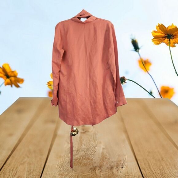 Chloe Kristyn Orange Cupro Erin Button Down Blouse - Small - Picture 2 of 5